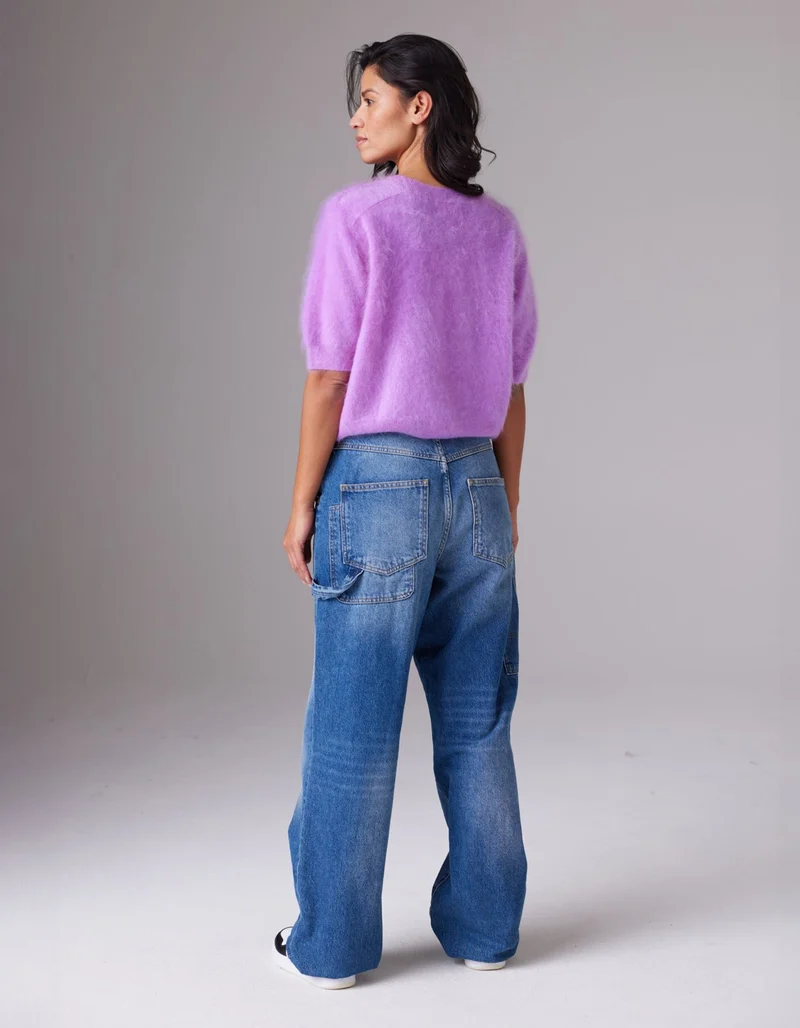 Fuzzy Kurzarm-Kaschmir-Pullover Brushed Belli