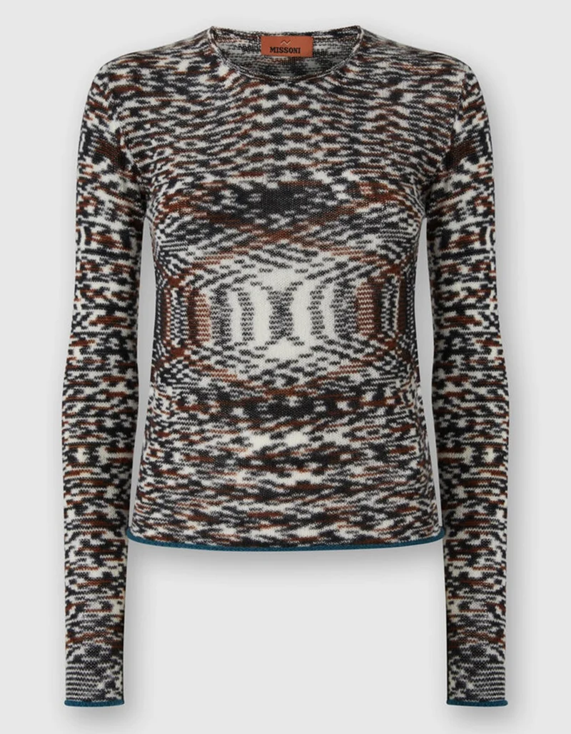Gemusterter Kaschmir-Woll-Pullover
