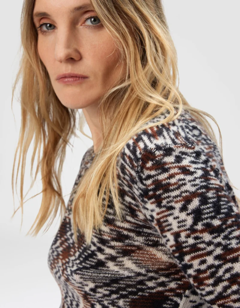Gemusterter Kaschmir-Woll-Pullover