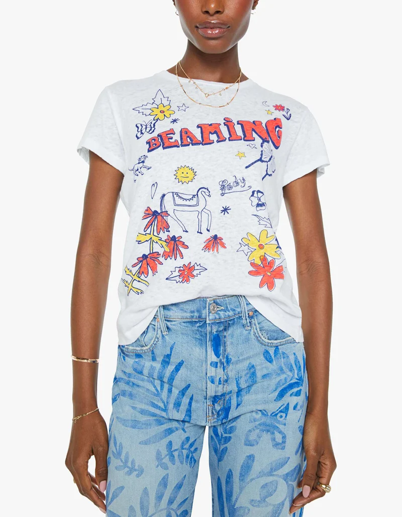 Bedrucktes Baumwoll-Leinen T-Shirt The Sinful Tee im Vintage-Look