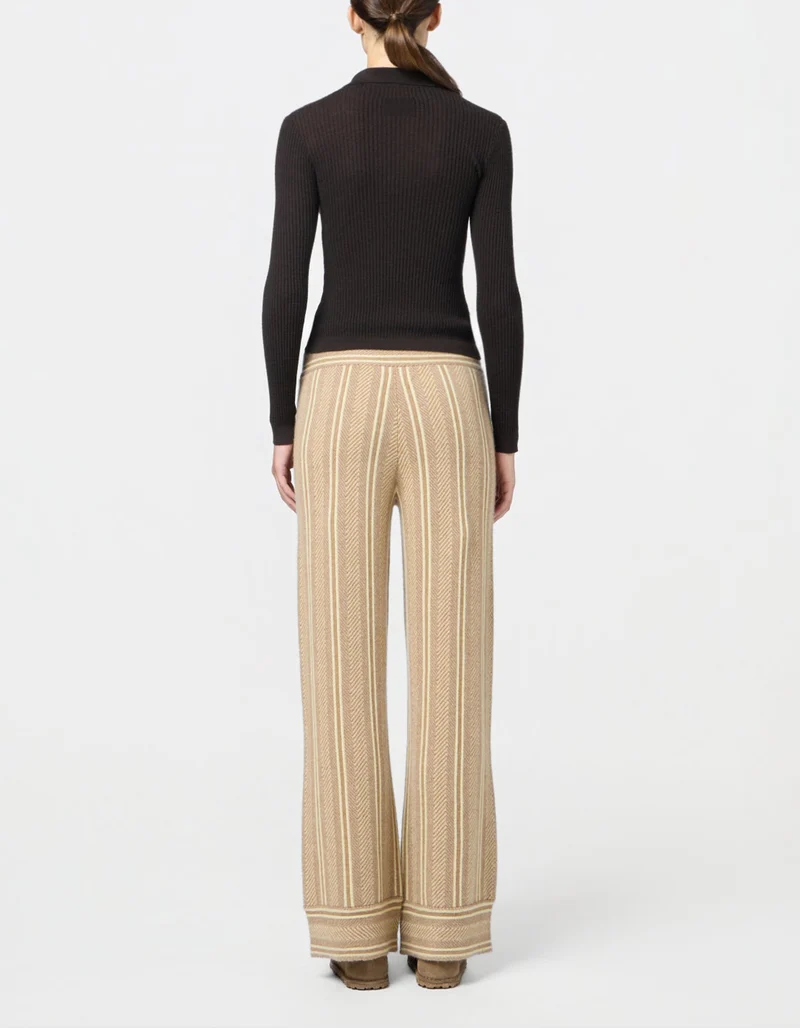 Geripptes Kaschmir-Polo Longsleeve Shrunken