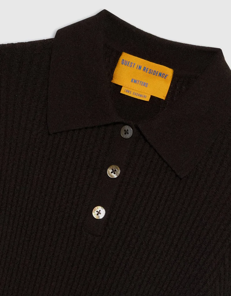 Geripptes Kaschmir-Polo Longsleeve Shrunken