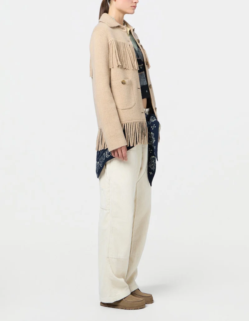 Wolle-Kaschmir-Mix Jacke Western Fringe