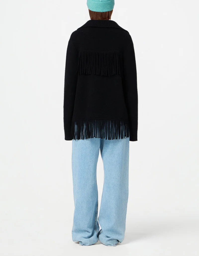 Wolle-Kaschmir-Mix Jacke Western Fringe