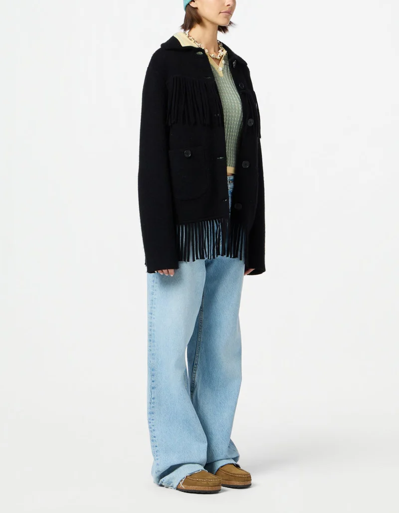 Wolle-Kaschmir-Mix Jacke Western Fringe