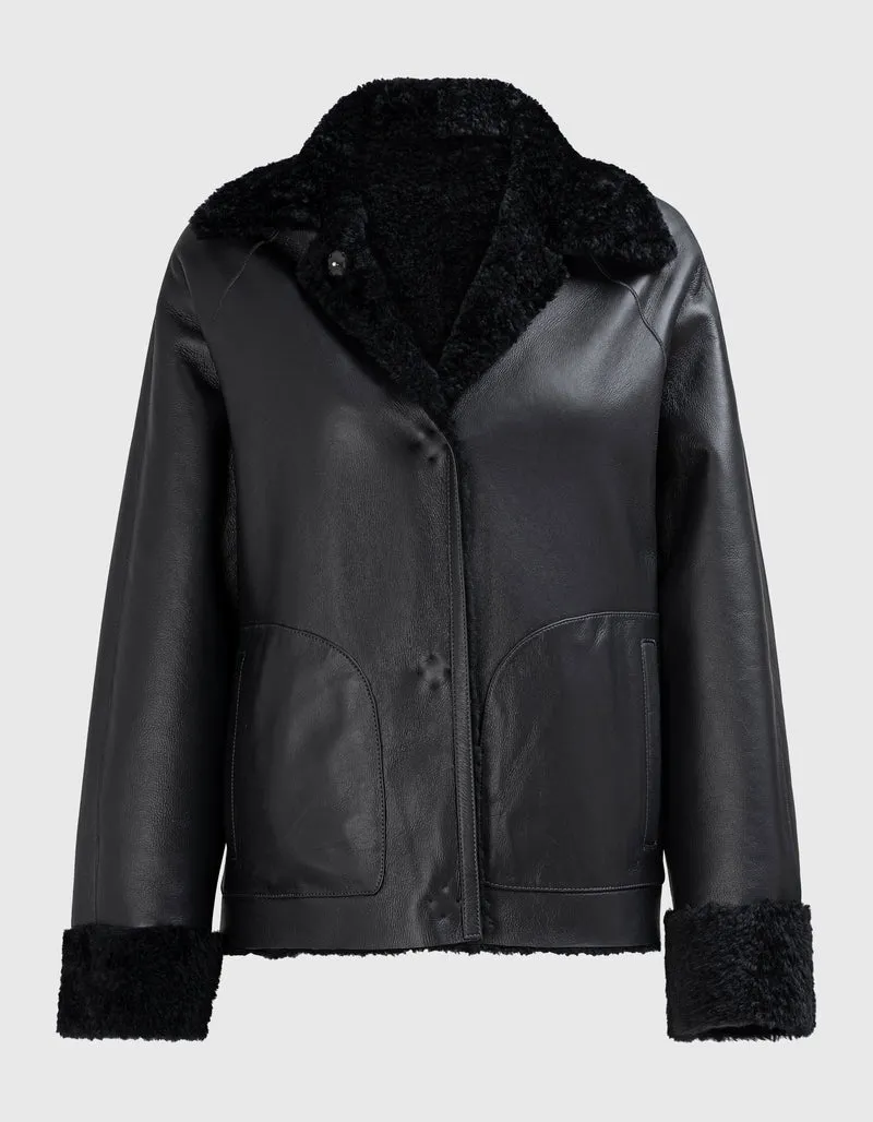 Shearling-Wende-Jacke Teila Merinillo Alba Nappa