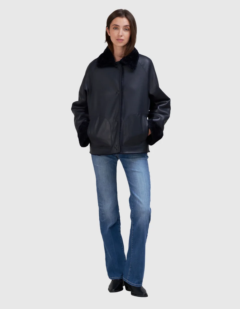 Shearling-Wende-Jacke Teila Merinillo Alba Nappa