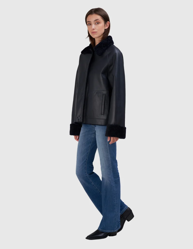 Shearling-Wende-Jacke Teila Merinillo Alba Nappa