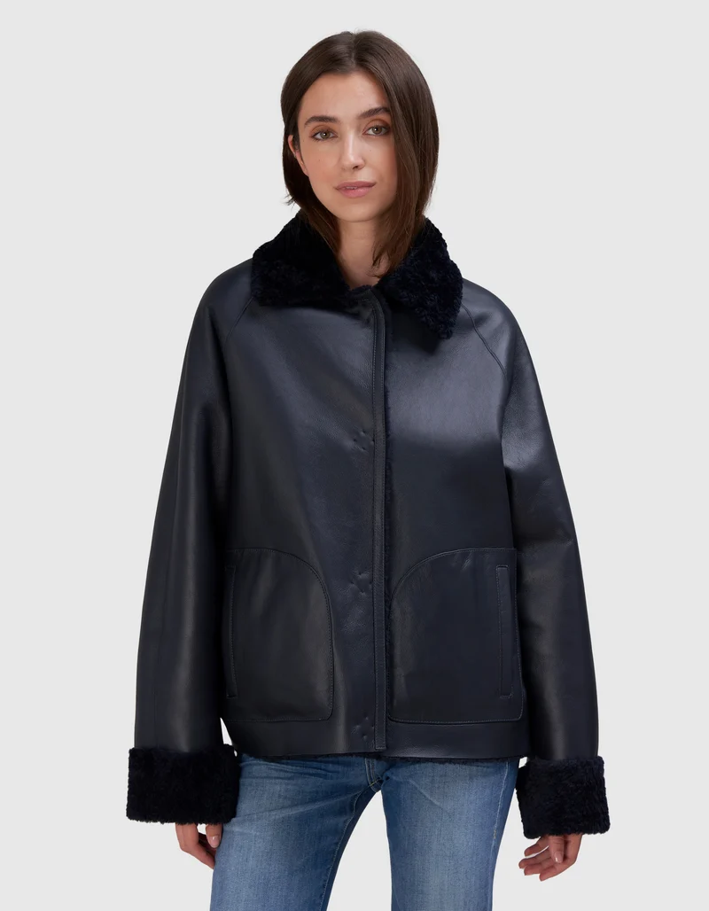 Shearling-Wende-Jacke Teila Merinillo Alba Nappa