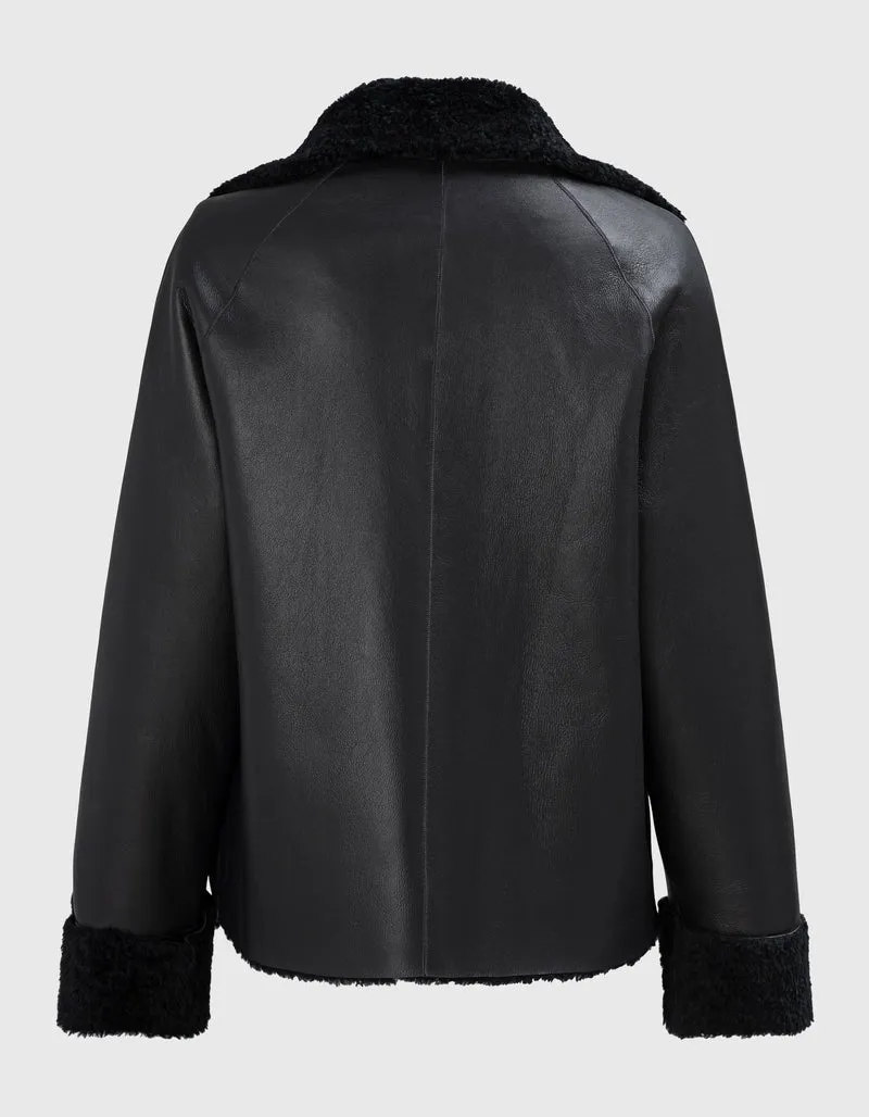Shearling-Wende-Jacke Teila Merinillo Alba Nappa