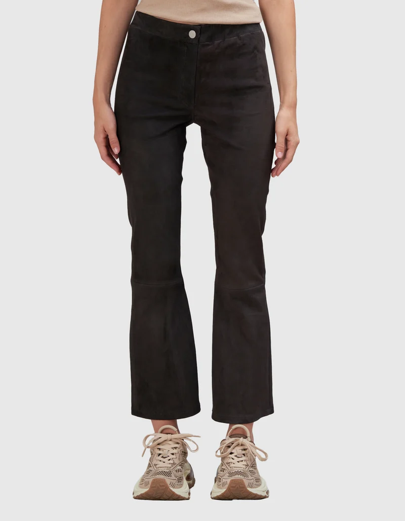 Veloursleder Kick-Flare Hose Lively Stretch