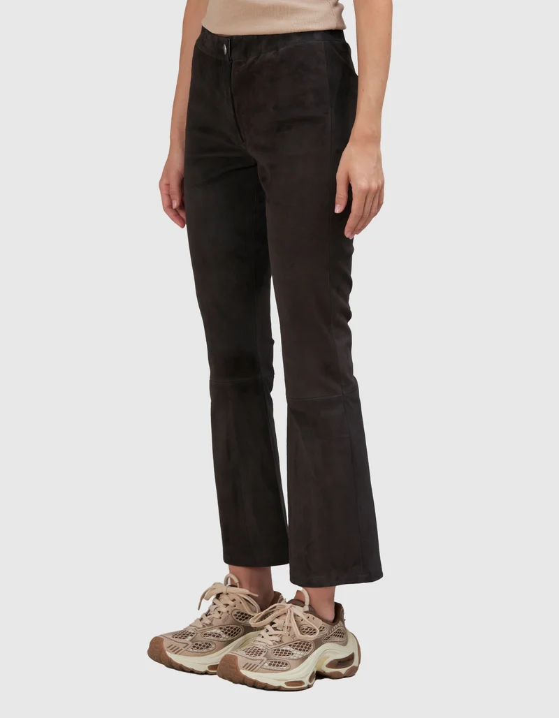 Veloursleder Kick-Flare Hose Lively Stretch