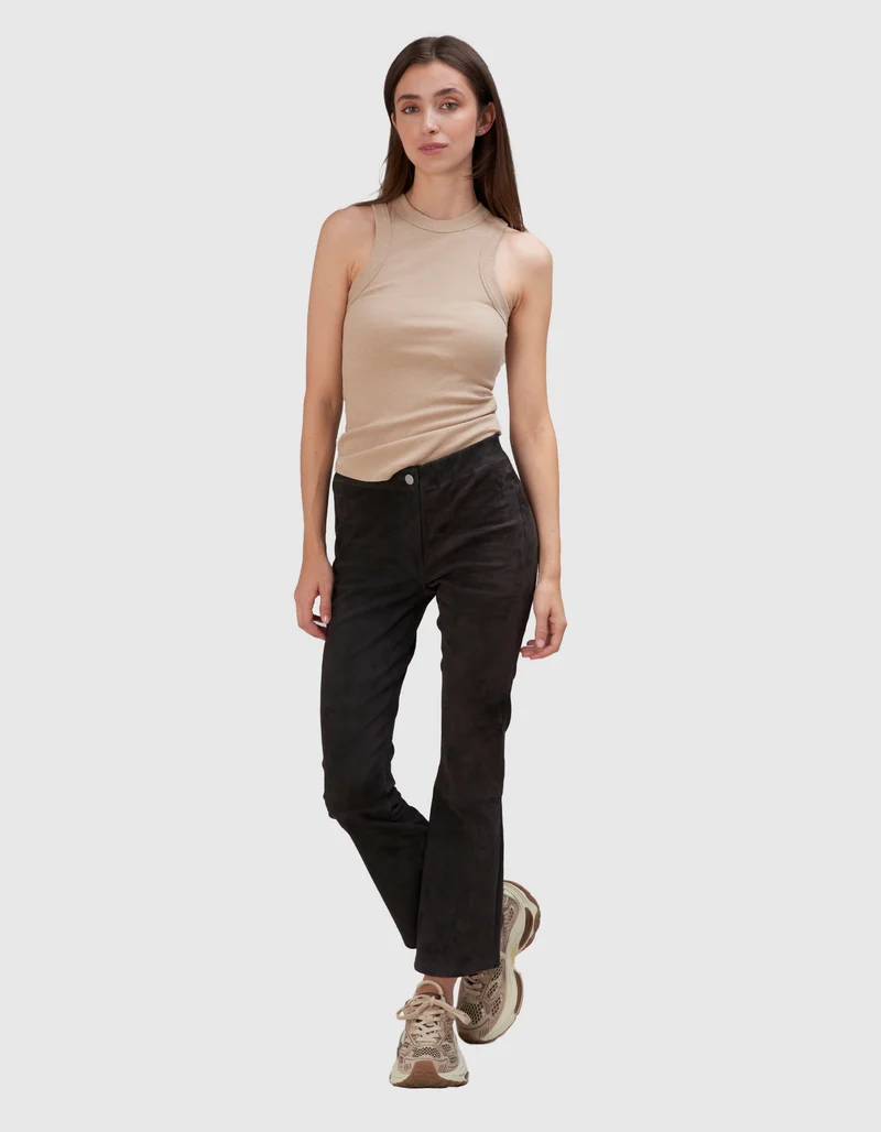 Veloursleder Kick-Flare Hose Lively Stretch