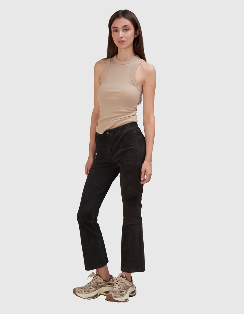 Veloursleder Kick-Flare Hose Lively Stretch
