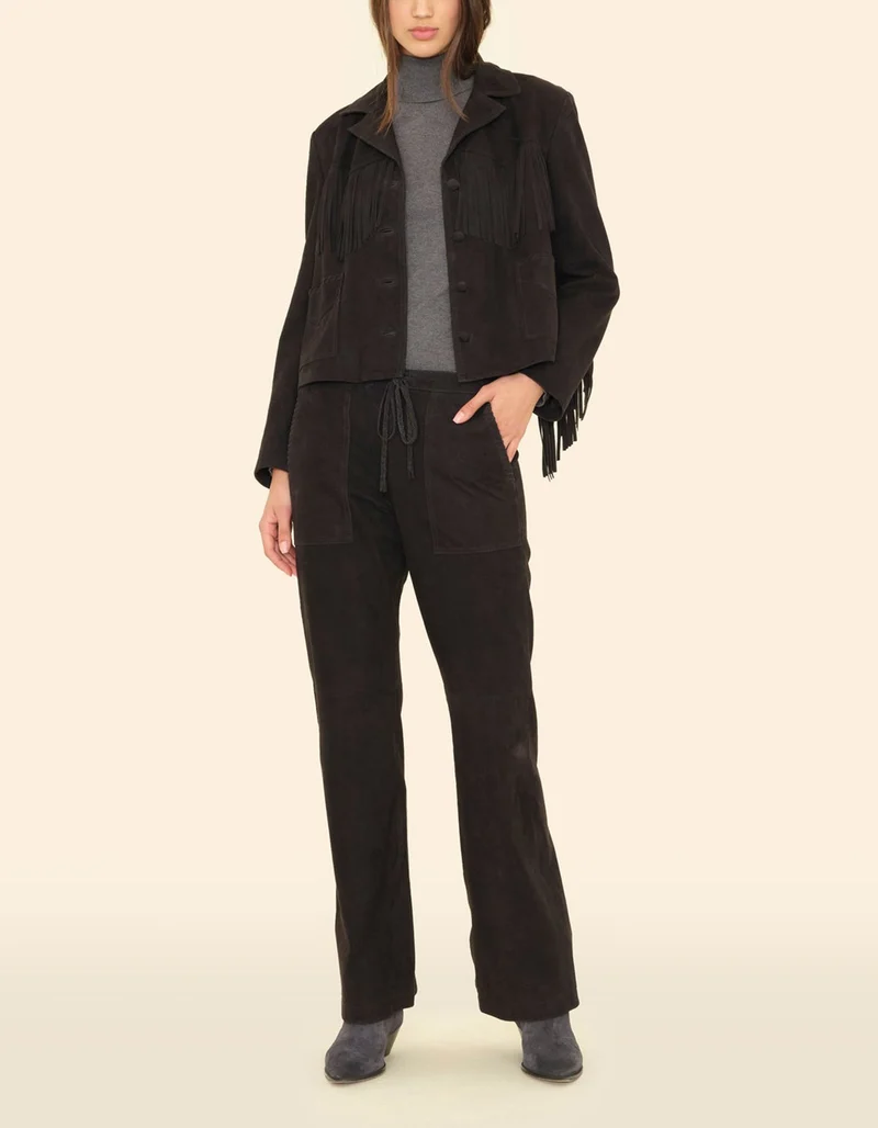 Straight-Leg Veloursleder-Hose Clyde