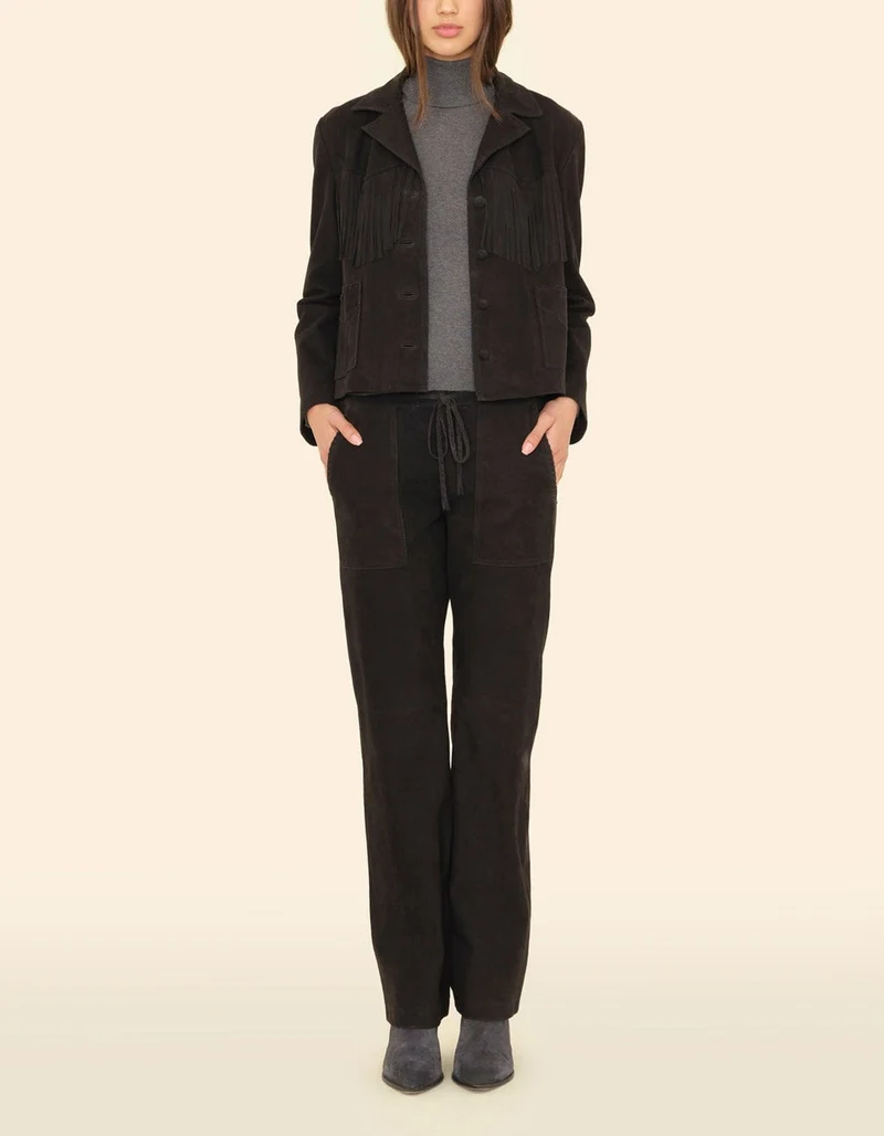 Straight-Leg Veloursleder-Hose Clyde
