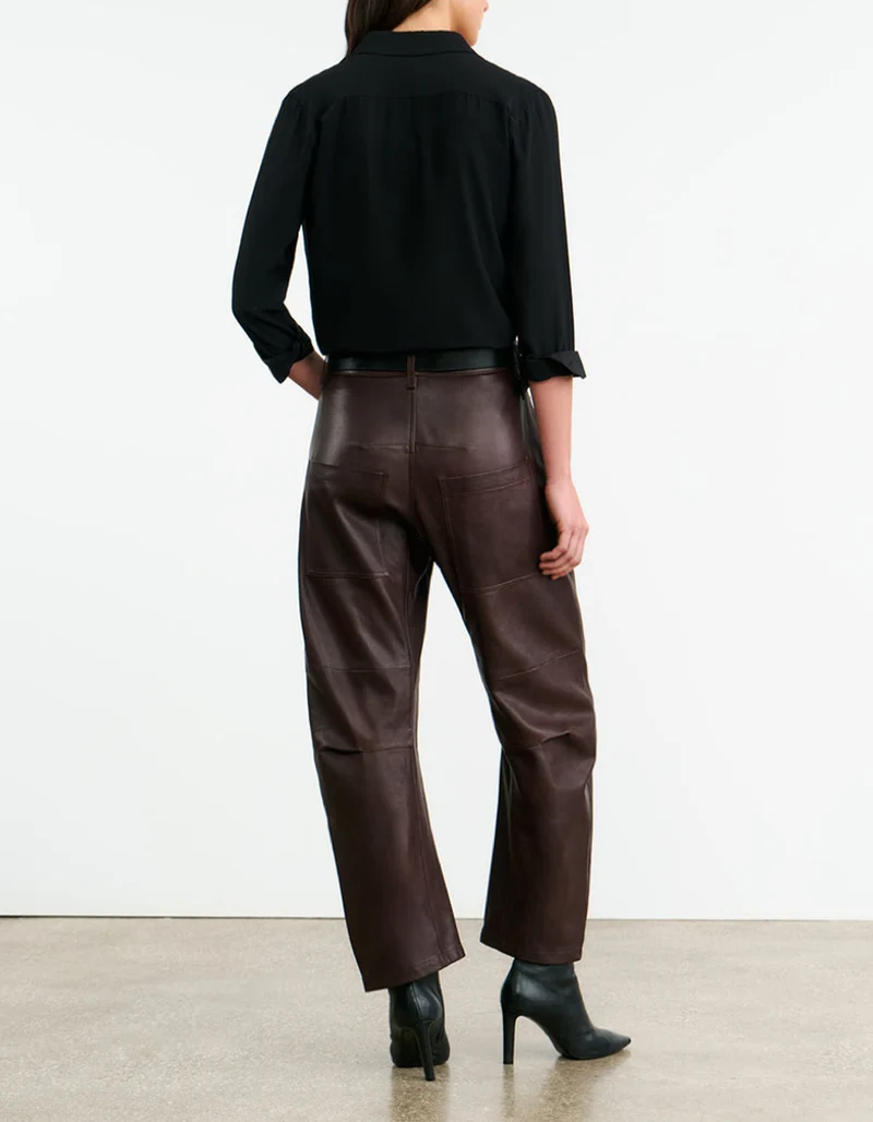 Mid-Rise Barrel Leg Lammleder-Hose Shon Leather