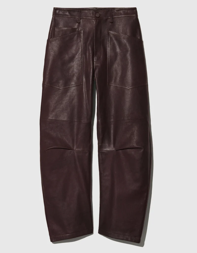 Mid-Rise Barrel Leg Lammleder-Hose Shon Leather