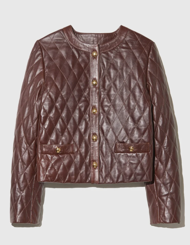 Gesteppte Lammleder-Lederjacke Amy