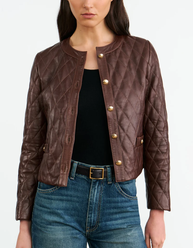 Gesteppte Lammleder-Lederjacke Amy