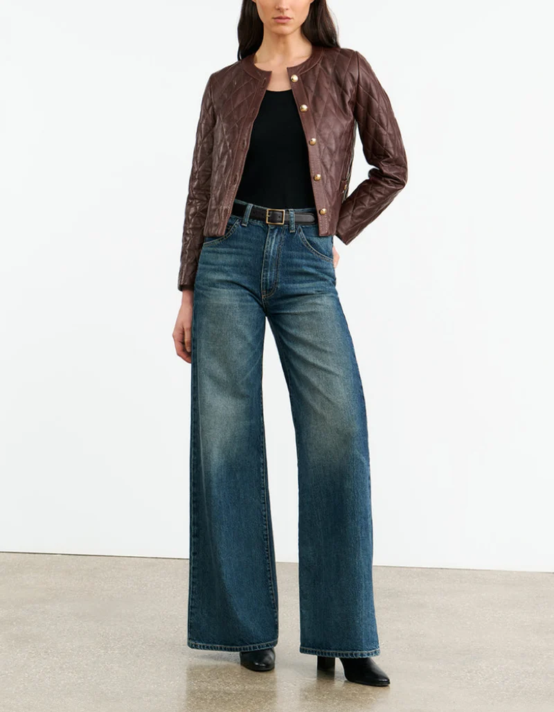 Gesteppte Lammleder-Lederjacke Amy