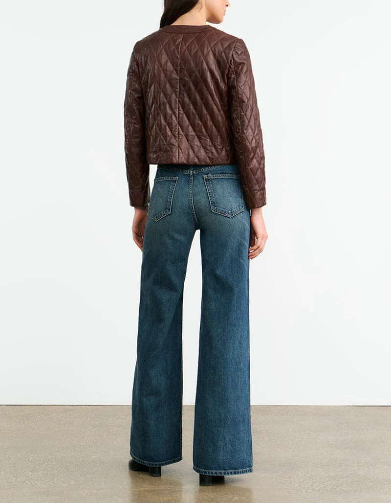 Gesteppte Lammleder-Lederjacke Amy