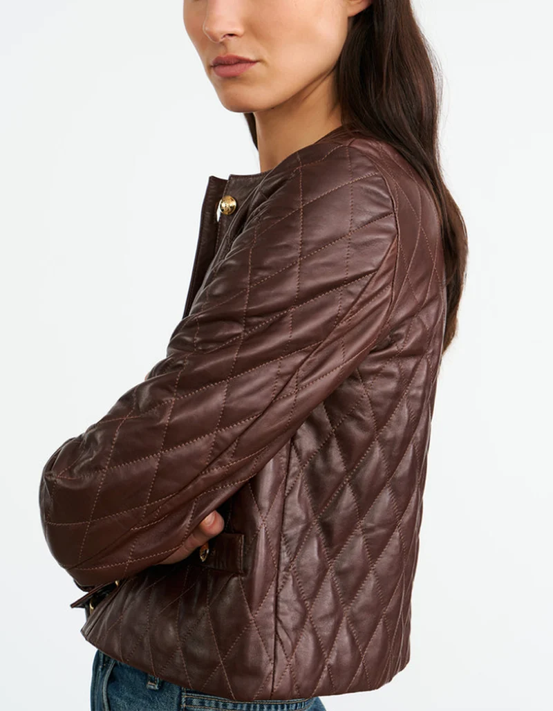 Gesteppte Lammleder-Lederjacke Amy