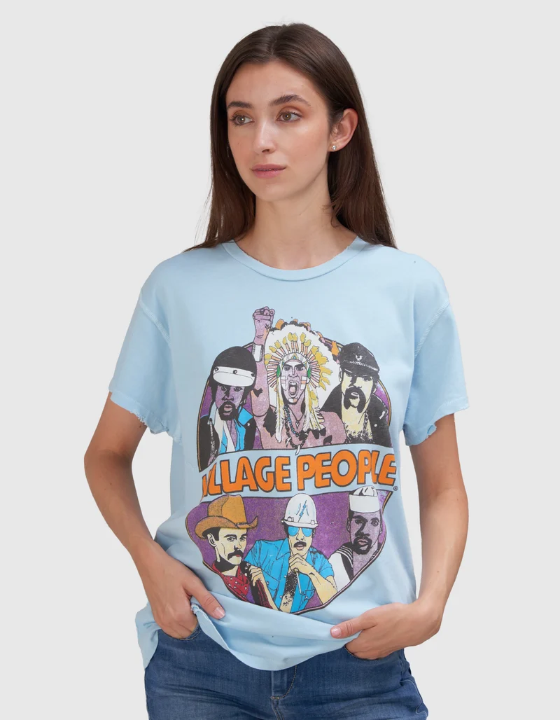 Bedrucktes T-Shirt Village People im Vintage-Look