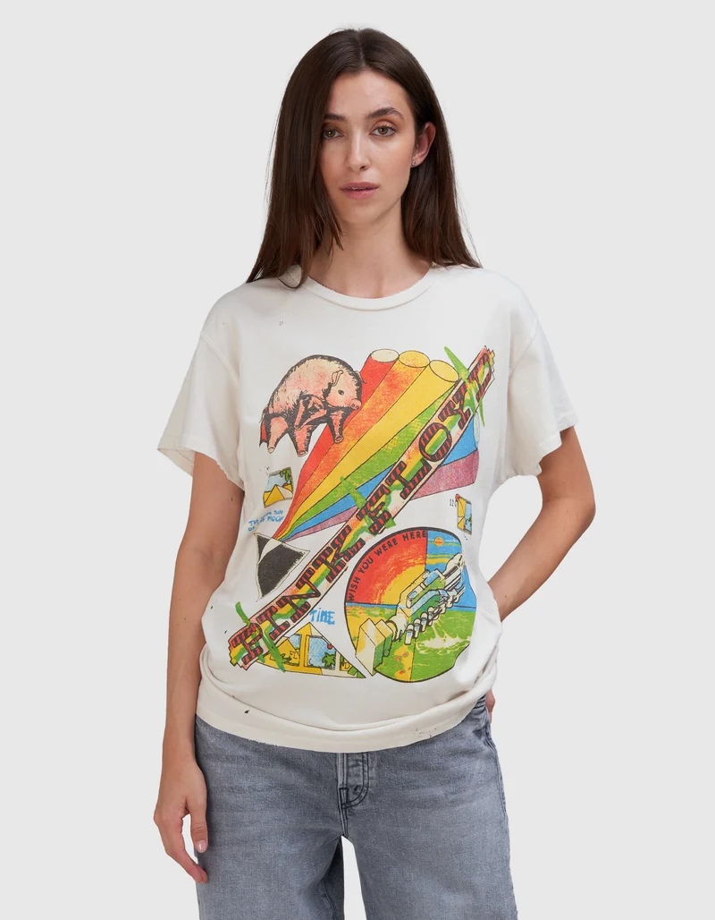 Bedrucktes T-Shirt Pink Floyd im Vintage-Look