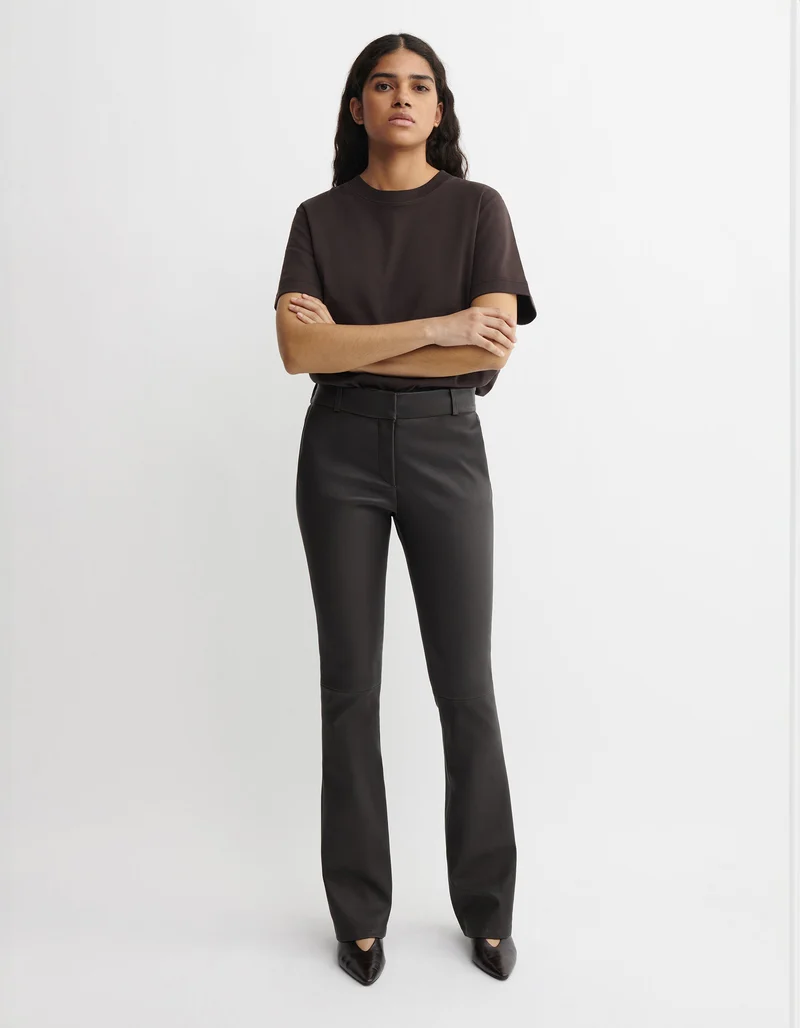Kick-Flare Lammleder-Hose Lucia Stretch Plonge