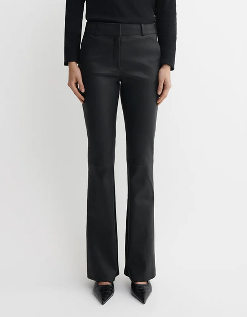 Kick-Flare Lammleder-Hose Lucia Stretch Plonge