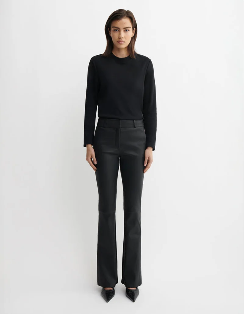 Kick-Flare Lammleder-Hose Lucia Stretch Plonge