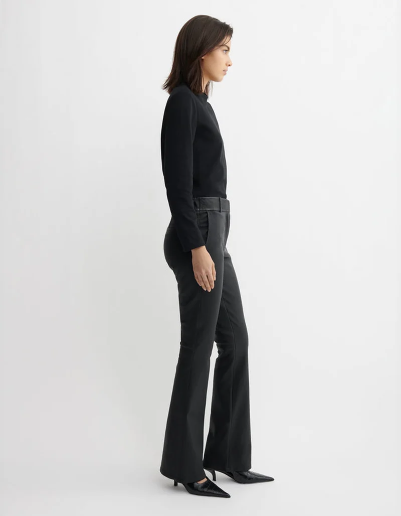 Kick-Flare Lammleder-Hose Lucia Stretch Plonge