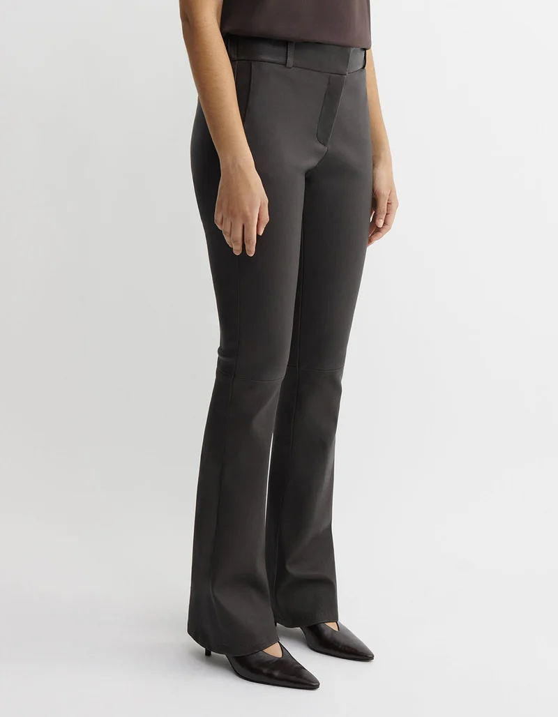 Kick-Flare Lammleder-Hose Lucia Stretch Plonge