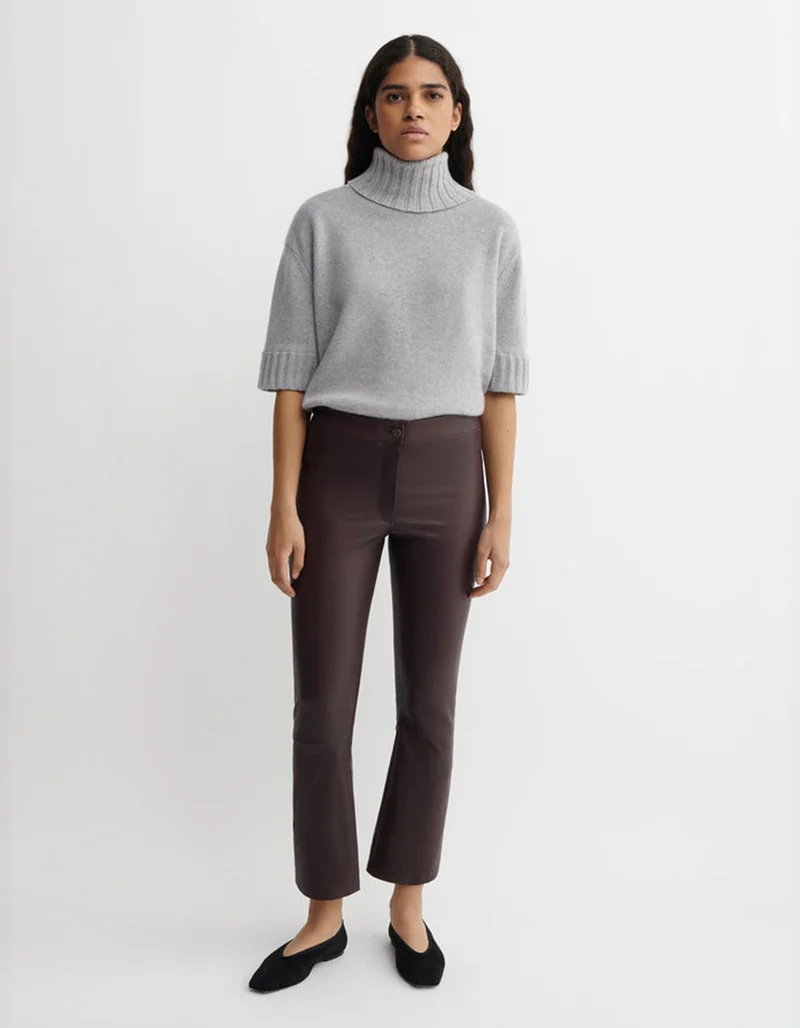 Kick-Flare Lammleder-Hose Lively Stretch Plonge