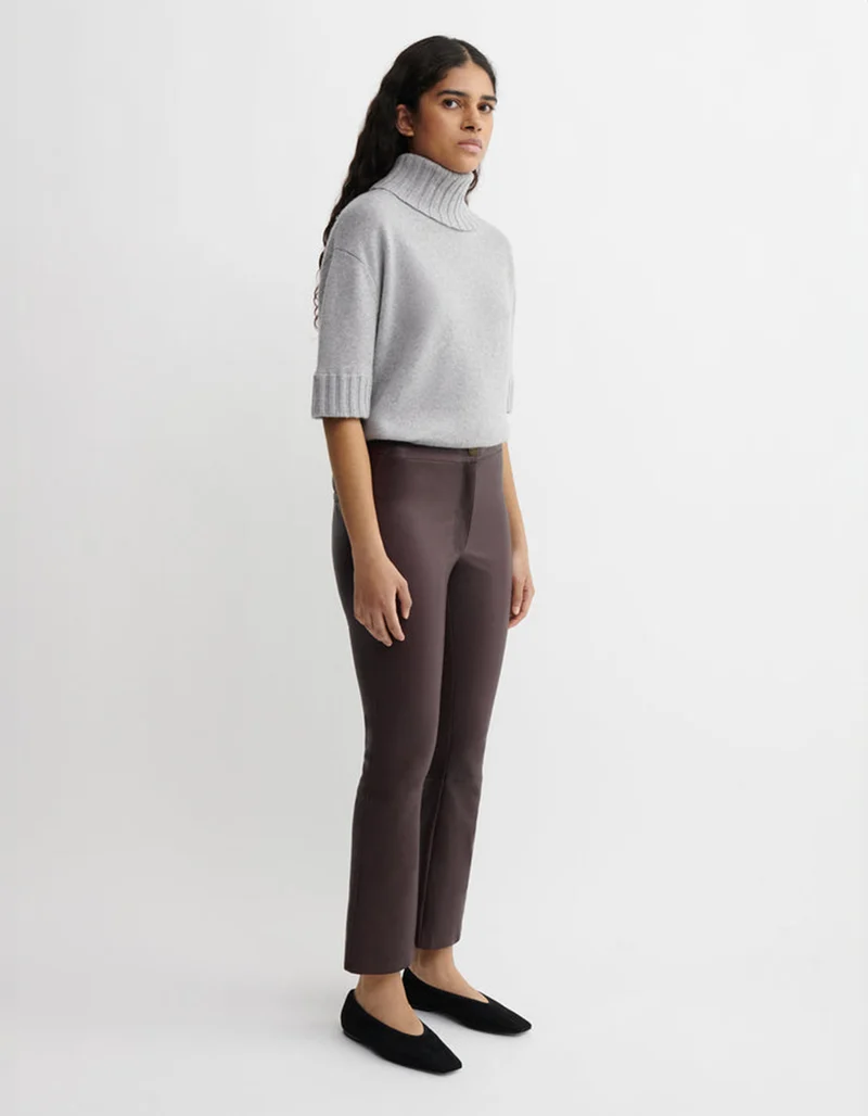 Kick-Flare Lammleder-Hose Lively Stretch Plonge