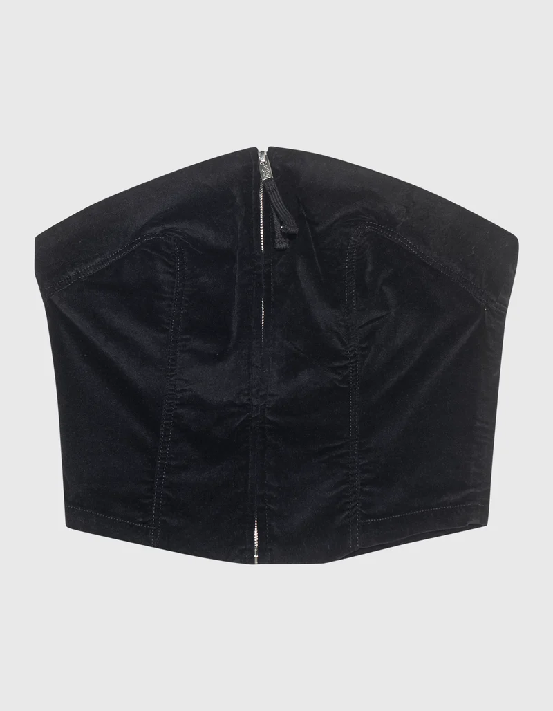Samt-Bandeau-Top mit Zipper