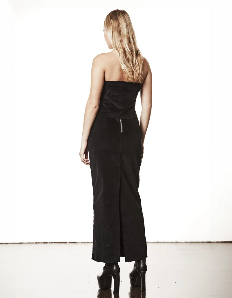 Samt-Bandeau-Top mit Zipper