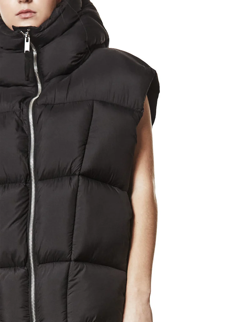 Oversize Puffer-Weste mit Kapuze