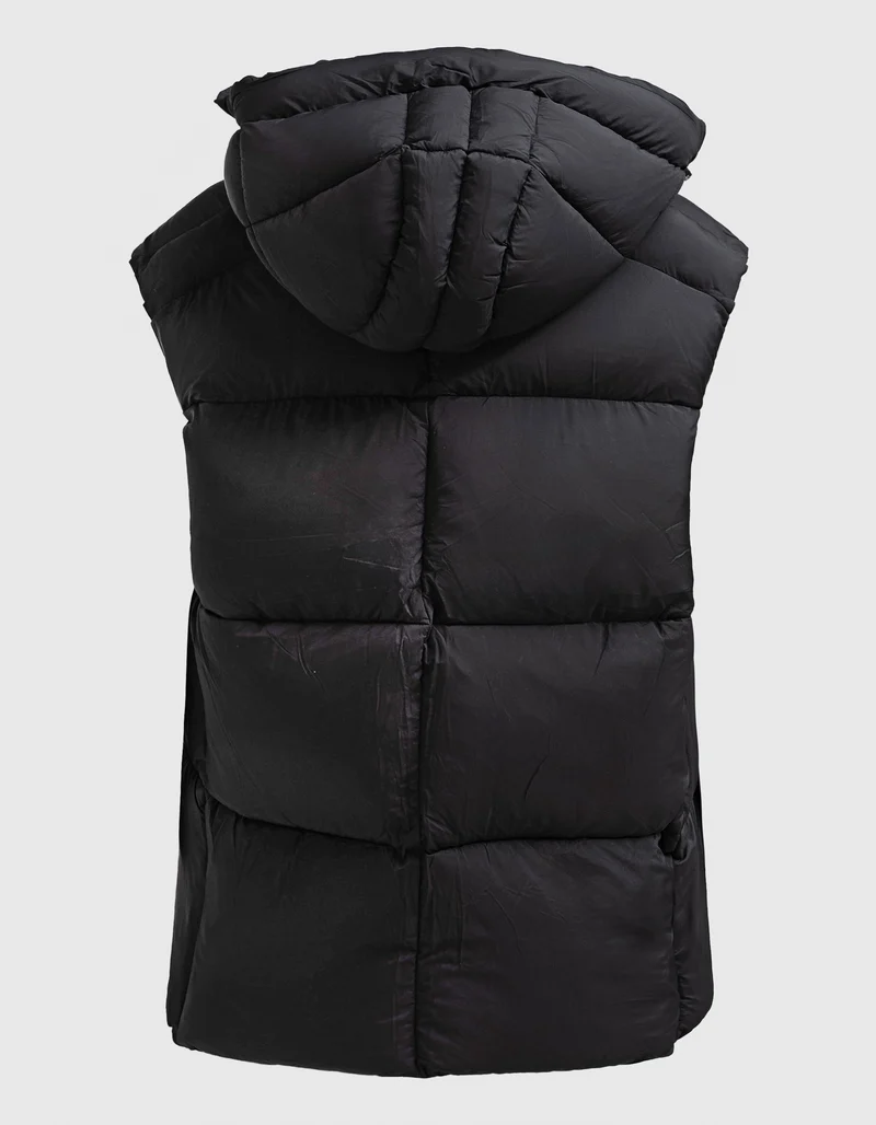 Oversize Puffer-Weste mit Kapuze