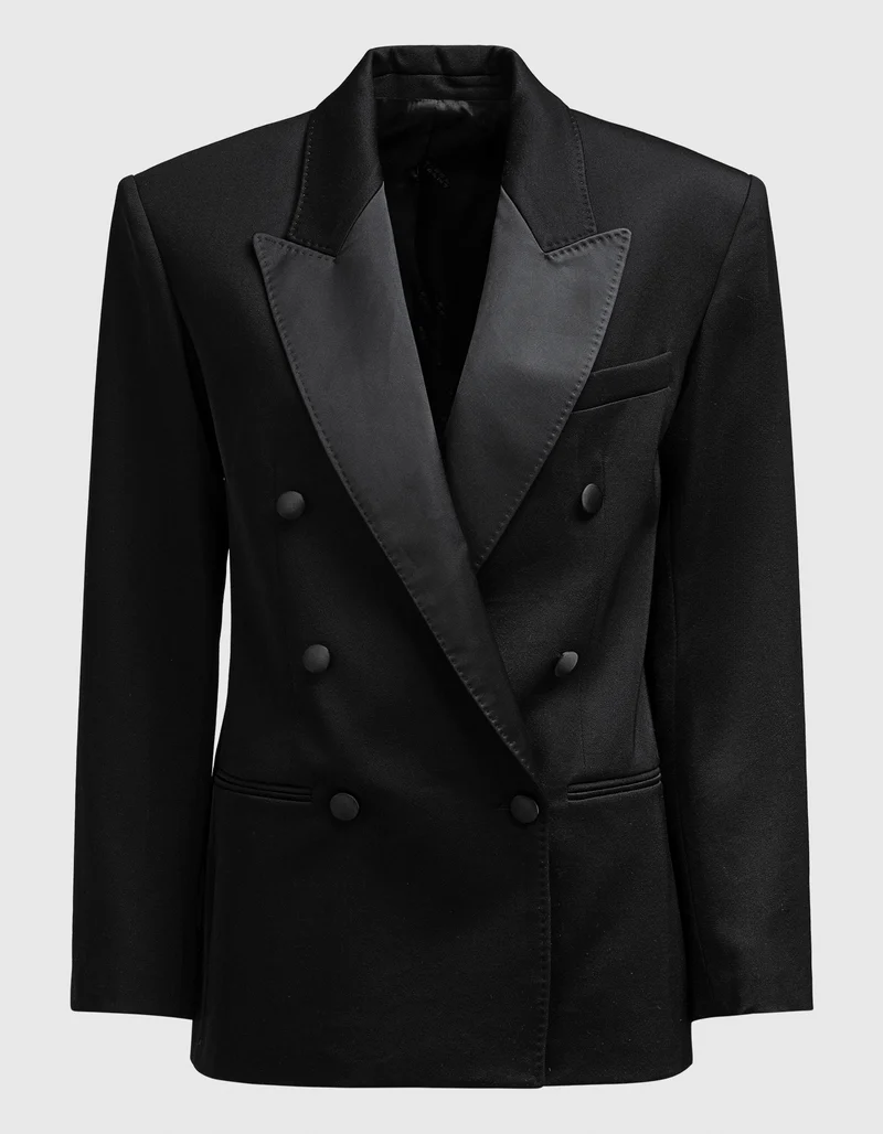 Doppelreihiger Woll-Blazer Lilya mit Satin-Details