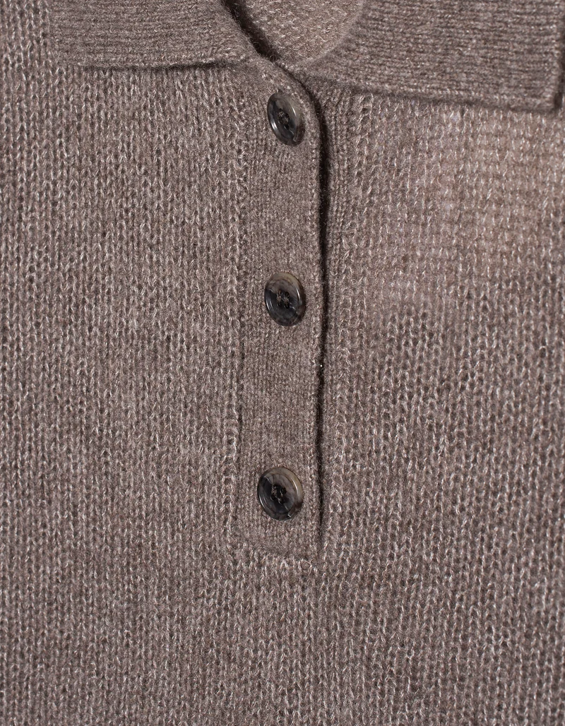 Kaschmir-Seiden-Mix Kurzarm-Pullover Masy mit Polo-Kragen