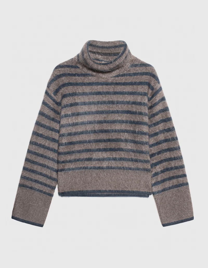Gestreifter Fuzzy Kaschmir-Pullover Floren