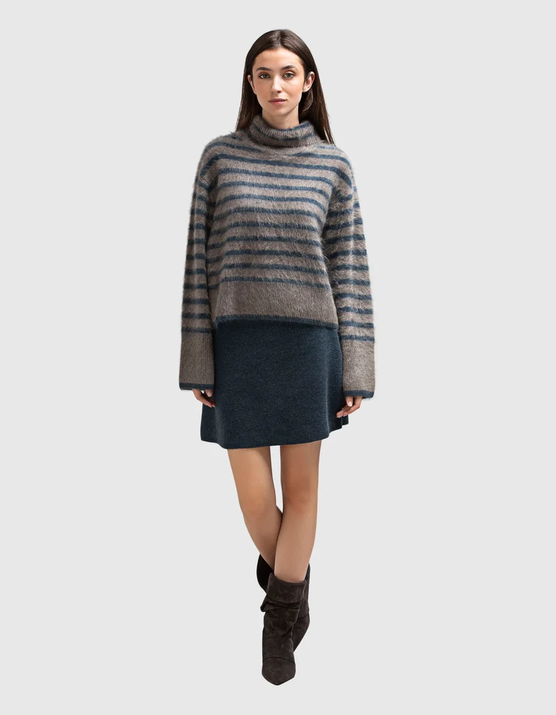 Gestreifter Fuzzy Kaschmir-Pullover Floren