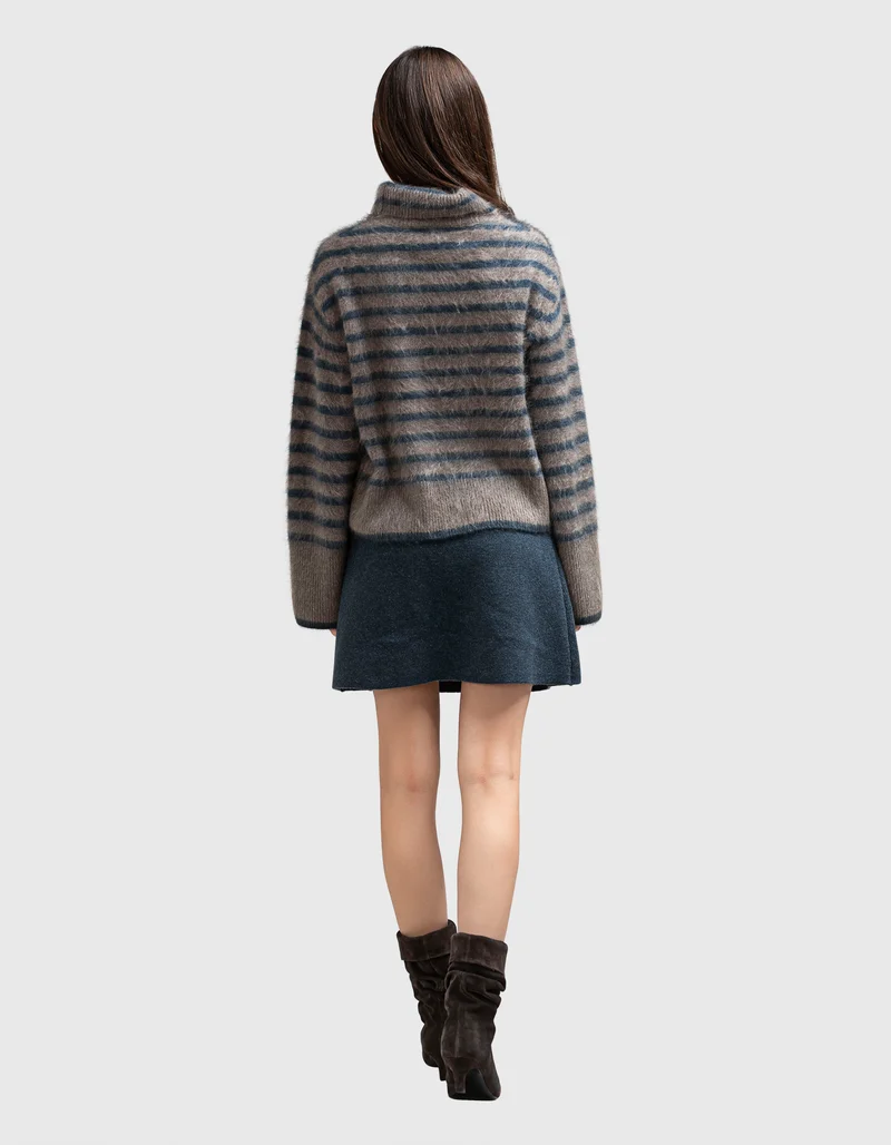 Gestreifter Fuzzy Kaschmir-Pullover Floren