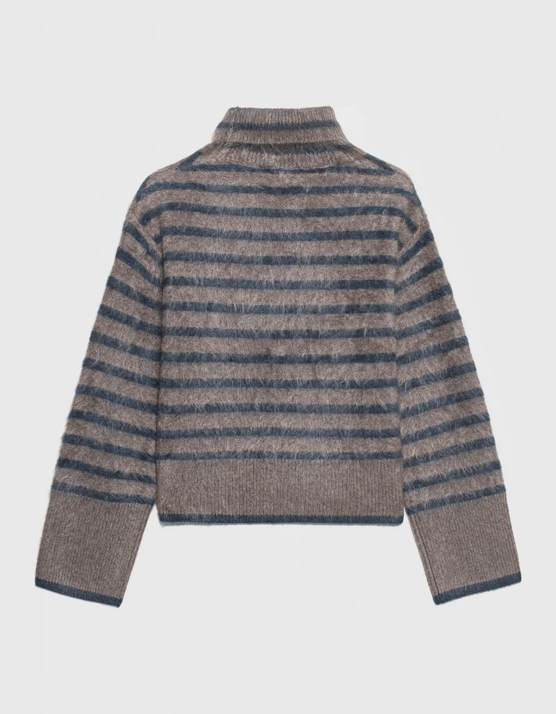 Gestreifter Fuzzy Kaschmir-Pullover Floren