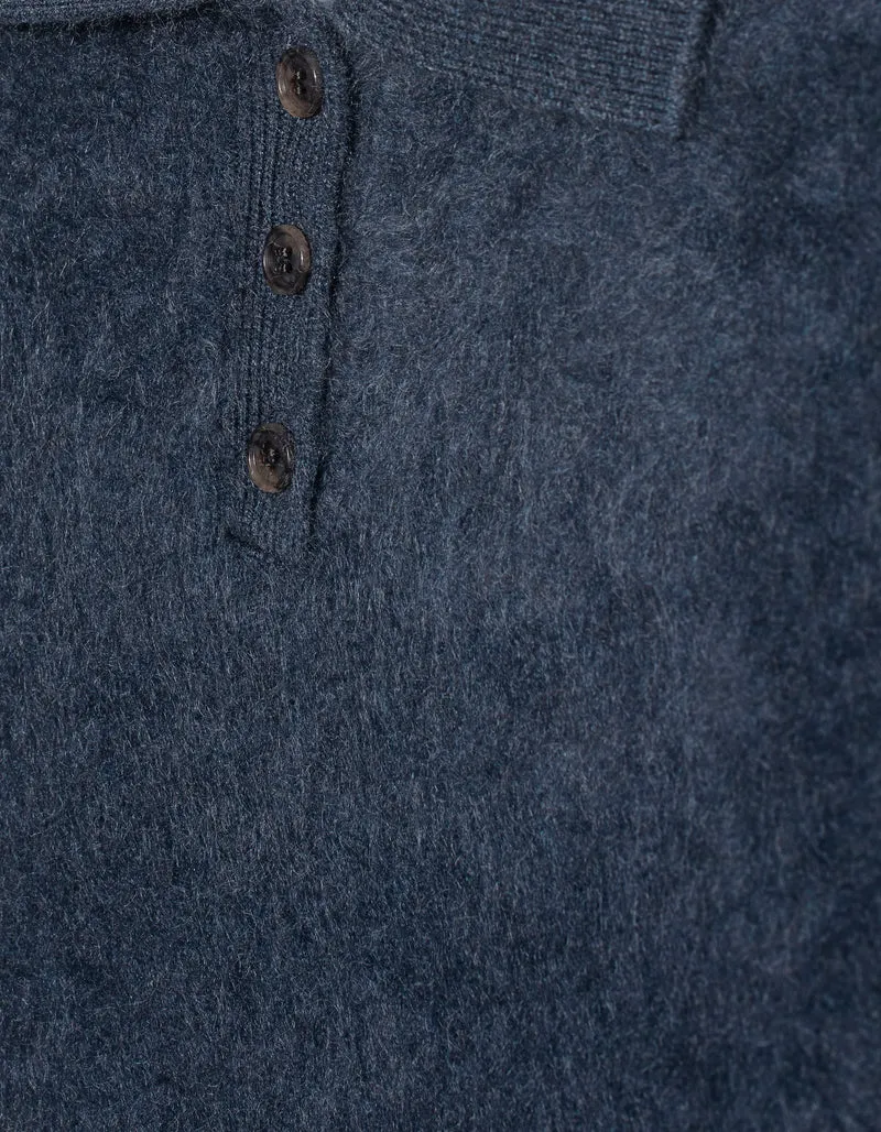 Kurzarm Fuzzy-Polo-Kaschmir-Pullover