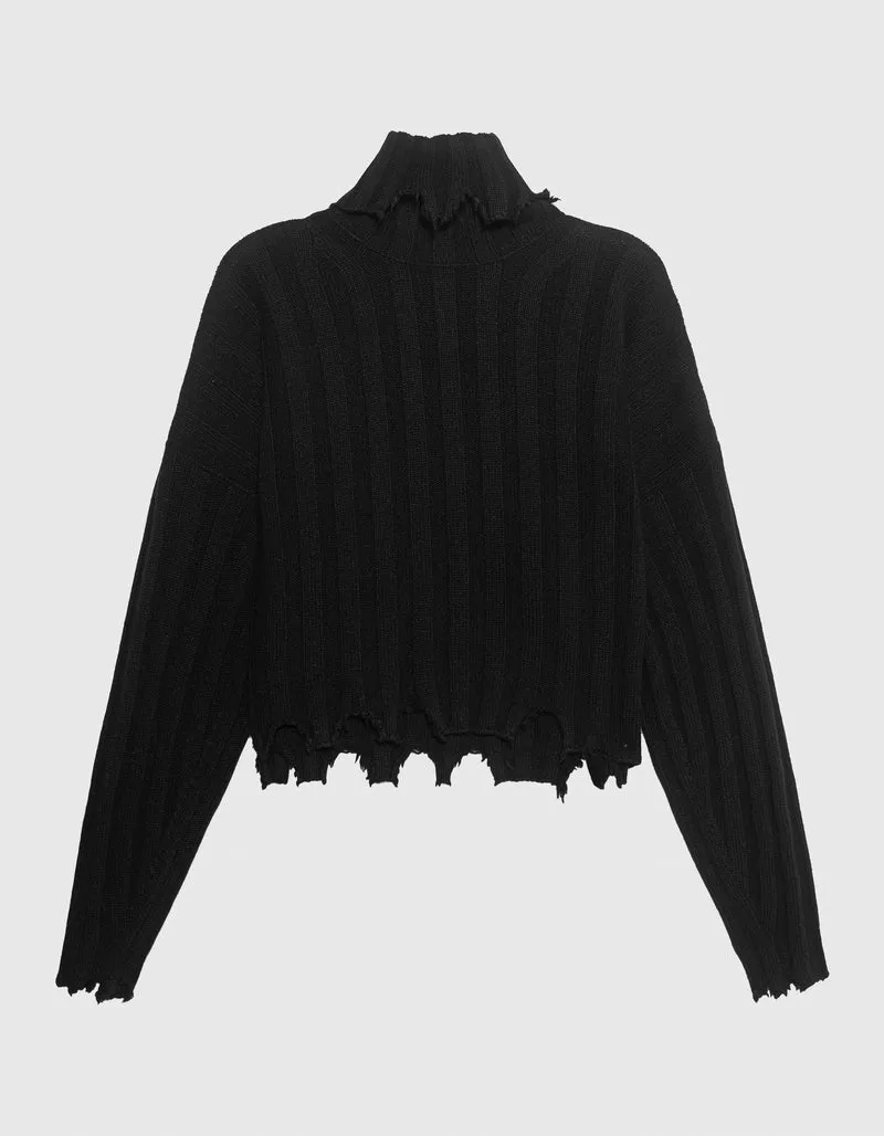 Oversize Destroyed Kaschmir-Woll-Mix Pullover
