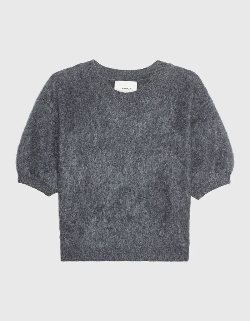 Fuzzy Kurzarm-Kaschmir-Pullover Juniper