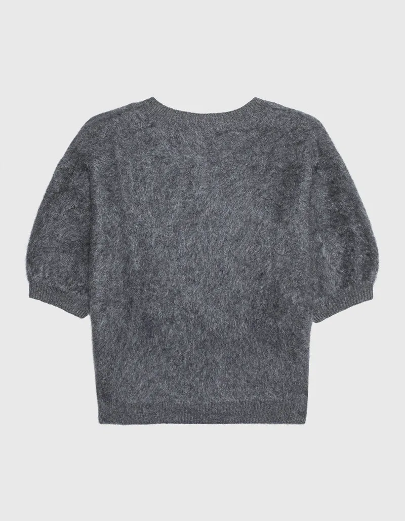 Fuzzy Kurzarm-Kaschmir-Pullover Juniper